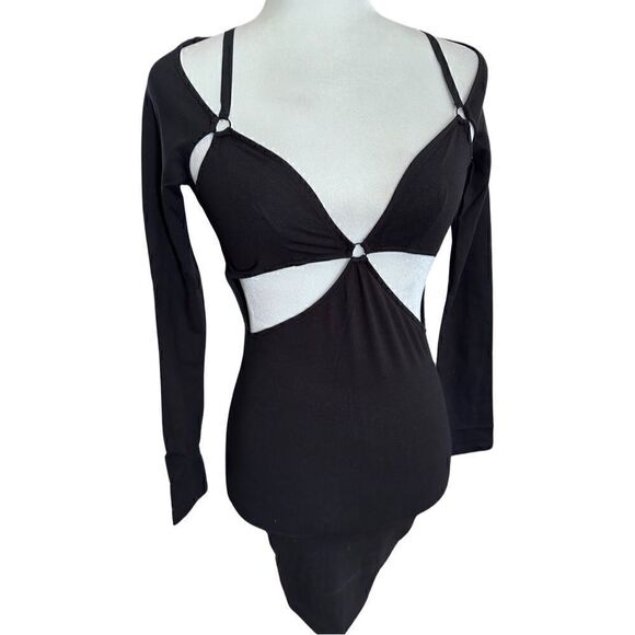 Hot Topic I Heart Bodycon Cut Out Long Sleeve Mini Dress in Black Size XS - Picture 2 of 5